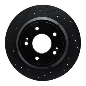 Genesis G80 Brake Rotor (1) - Rear Left - R1 Concepts - Drilled & Slotted - Black - `09-`20